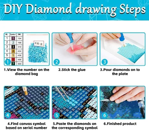 Vista 6 de PSCH Kits de arte de diamantes para adultos, kits de pintura de diamantes de dibujos animados para adultos, arte de diamantes de taladro completo