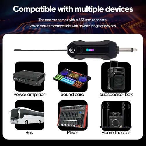 Vista 7 de W IN-MIX Sistema de micrófono inalámbrico UHF – 1 paquete con auriculares y micrófonos Lavalier, rango de 100 pies, 30 canales seleccionables