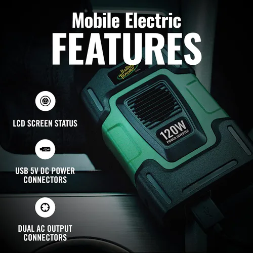 Vista 7 de Battery Tender Inversor de corriente de 120 vatios, inversor de coche de 12 voltios CC a 115 voltios de CA con adaptador de coche USB dual de 5