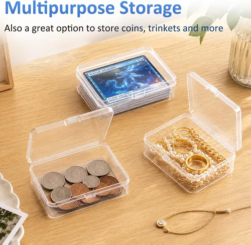 Vista 2 de Kitoyz Juego de cartas de plástico transparente, caja de almacenamiento de tarjetas de acrílico compatible con fundas coleccionables para tarjetas