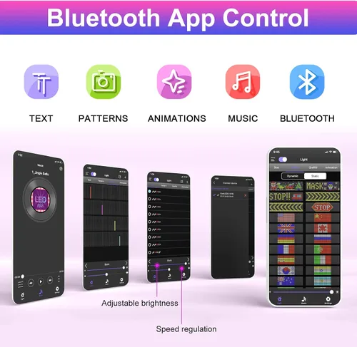 Vista 3 de GOTUS - Letrero LED programable, letreros digitales flexibles de desplazamiento, letrero LED para coche, control por aplicación Bluetooth, diseño
