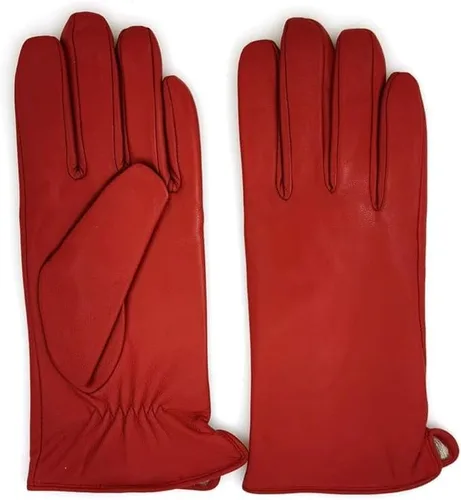 Vista 3 de ZLUXURQ Guantes de cuero suave italiano de lujo para mujer, guantes de piel de oveja genuina para mujer, guantes de clima frío con forro de cachemira
