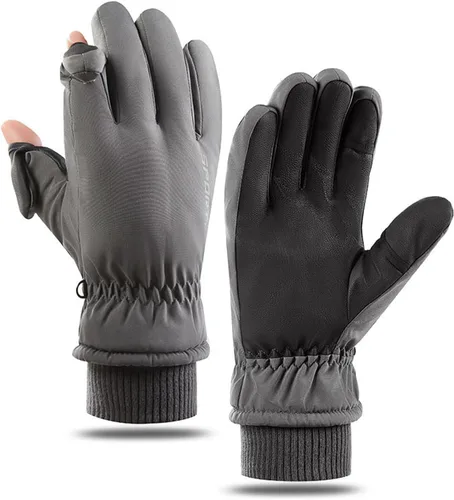 Vista 3 de Guantes de invierno para mujer y hombre, guantes cálidos para clima frío, para correr, hacer senderismo, pesca, caza, guantes con pantalla táctil