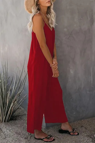 Vista 3 de Happy - Overol casual sin mangas con pantalones elásticos y bolsillos para mujer