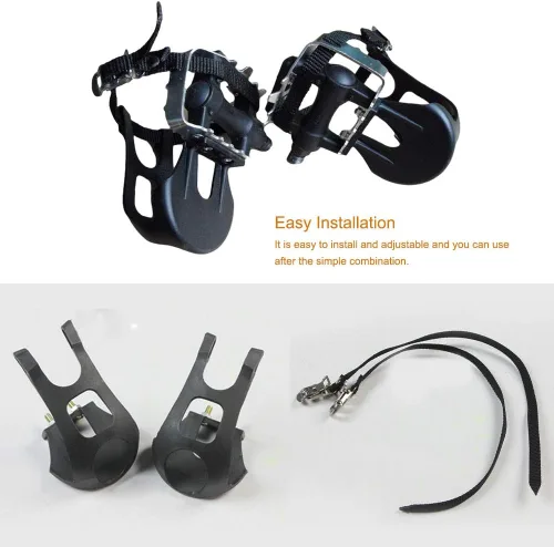 Vista 3 de EKDJKK 1 par de pedales de bicicleta con clip para los dedos del pie y correa, jaulas de clips para dedos de bicicleta, cubierta de pie de pedal