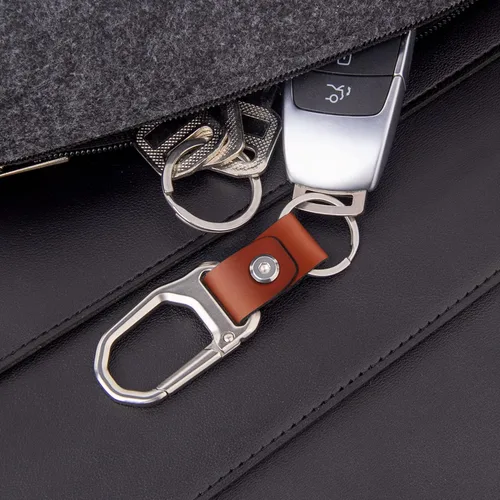 Vista 6 de XGUO Llavero de cuero con mosquetón para hombre y mujer