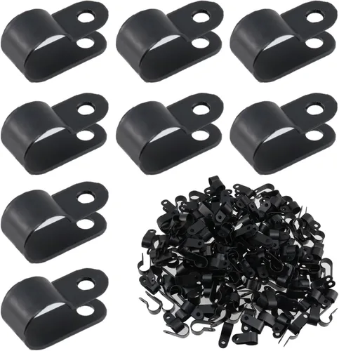 Vista 10 de Antrader Clips de cable tipo R, abrazaderas de cable de 0.12 pulgadas con tornillos, acero inoxidable 304, 100