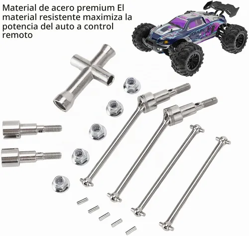 Vista 4 de Juego de eje de transmisión de coche RC 1/16 Kit de eje CVD delantero trasero compatible con 16101 16102 16103 16201PRO Ejes de transmisión de acero