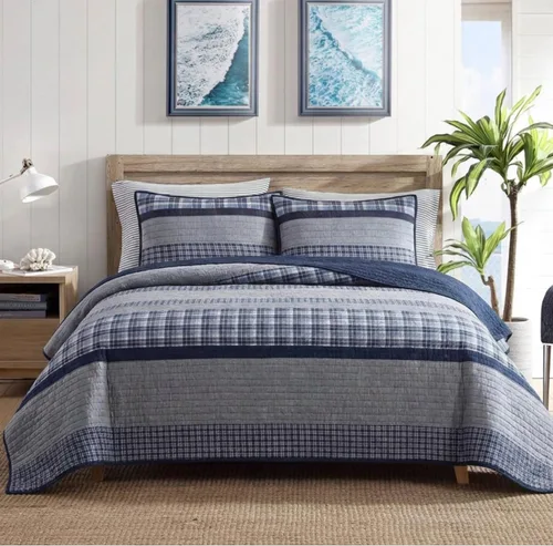 Vista 6 de Nautica Home Colección Adleson Cubrecama edredón ligero y reversible de 100 % algodón, prelavado para mayor comodidad, fácil cuidado, lavable a
