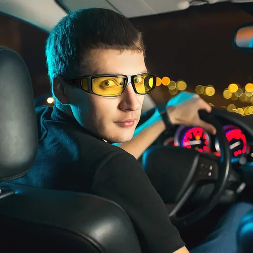 Vista 5 de URUMQI Gafas de conducción de visión nocturna para hombres y mujeres, lentes polarizados antirreflejos, lentes de alta definición amarillas