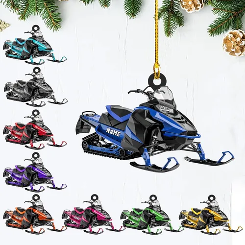 Vista 10 de Zapatos de motos de nieve personalizados personalizados adorno de Navidad de acrílico para amantes de motos de nieve (SM 1)