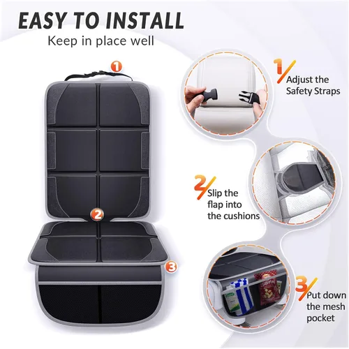 Vista 7 de Gimars Protector de asiento de automóvil, 2 unidades, cojín EPE grueso XL, impermeable, tela 600D, funda para asiento de automóvil infantil