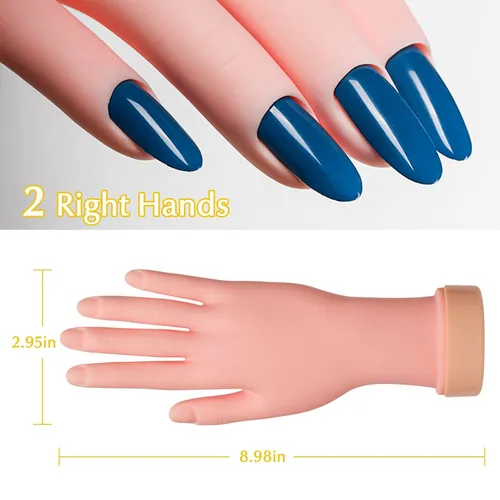 Vista 2 de Paquete de 2 puntas de uñas de práctica, herramienta de mano de entrenamiento de arte y 1 par de práctica de pie falso, herramienta de manicura