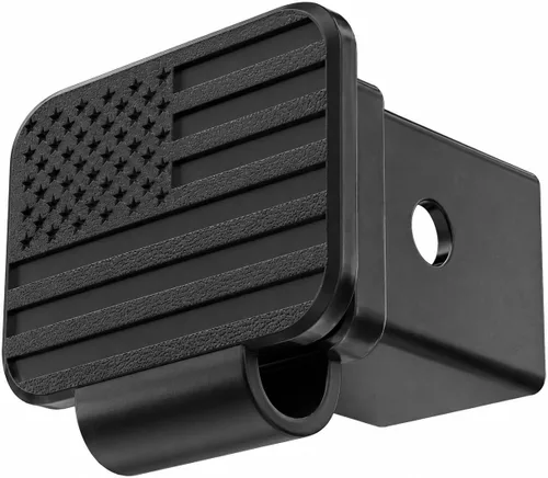Vista 5 de Cubierta de enganche de bandera negra, enchufe de tubo (se adapta a receptor de 2 pulgadas, negro) Caucho de una pieza resistente, resistente a