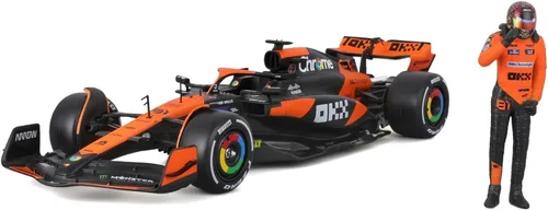 Vista 11 de Bburago 1:24 2024 Carrera McLaren MCL38 con figura, Norris #4