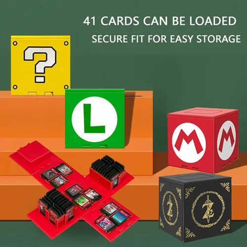 Vista 7 de Game Card Case Compatible with Nintendo Switch,Extra Large Capacity Switch Game Case,Upgraded 41 Slots Switch Game Card Storage Box,Press to Unfold