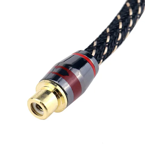 Vista 4 de 2 unids 12 pulgadas RCA Splitter 1 hembra a 2 macho Nylon trenzado Y Cable RCA Y Splitter Audio Video Adaptador Cable