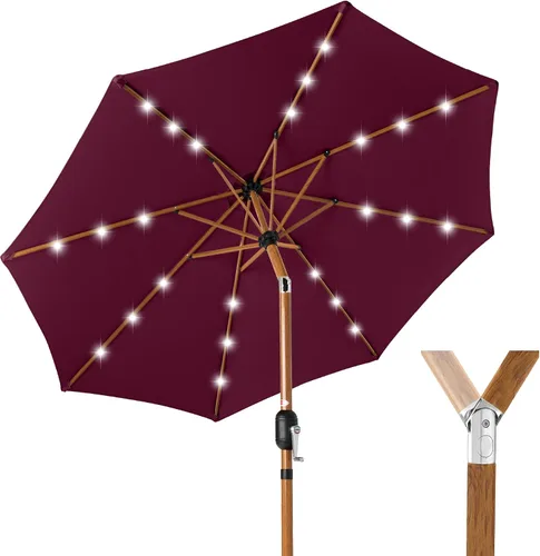 Vista 51 de Best Choice Products Sombrilla de Patio Solar de Poliéster con Luz LED de 10 pies con Ajuste de Inclinación y Tela Resistente a los Rayos UV - Gris
