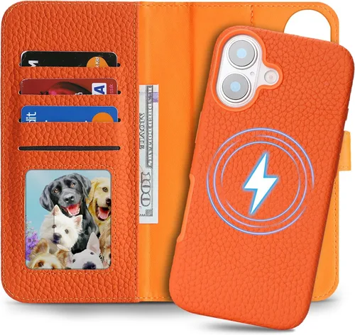 Vista 28 de Funda desmontable de cuero genuino para iPhone SE 2020/SE 2022/7/8, funda magnética 2 en 1 extraíble, soporte de carga Magsafe, funda protectora