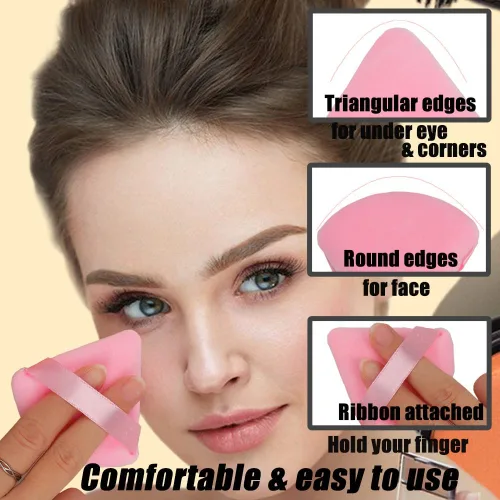 Vista 6 de Ocim 6 piezas de esponjas para polvo facial, esponjas de terciopelo suaves y triangulares para maquillaje, esponjas prensadas, esponjas aplicadoras