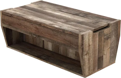 Vista 16 de 24/7 Shop at Home Pavie - Mesa de centro elevable de 42 pulgadas para comedor, diseño de granja con mesa ajustable en altura, almacenamiento Gris