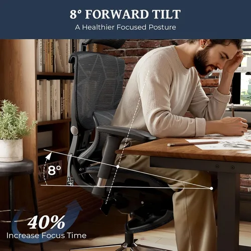 Vista 3 de Lumbar Support Office Chair - 330lb Big & Tall Ergonomic Office Chair with Dynamic Lumbar - Forward Tilt Seat - Adjustable Headrest & Arms