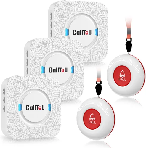 Vista 14 de CallToU Botón de llamada inalámbrico para cuidadores para ancianos en casa, sistema de alerta de enfermera de más de 500 pies para personas