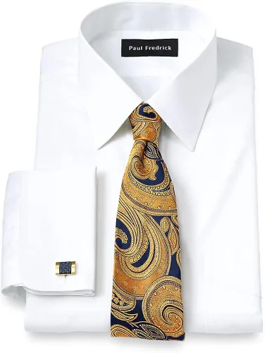 Vista 2 de Paul Fredrick Camisa de vestir de algodón de 2 capas sin planchado para hombre