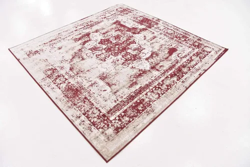 Vista 215 de Unique Loom Colección Sofia - Alfombra de área Salle Garnier (7' 1" x 10' Rectángulo, Borgoña/ Marfil)