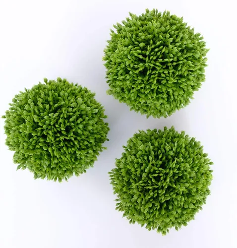 Vista 4 de Bolas de boj de 3.5 pulgadas, bolas de vegetación artificial, decorativas, relleno de cuenco, juego de 3 bolas de musgo decorativas