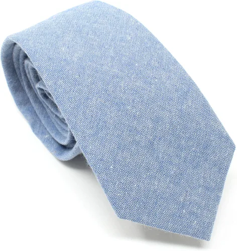 Vista 70 de Corbata delgada de algodón cambray para hombre, estilo desgastado texturizado - 2 1/2 pulgadas de ancho