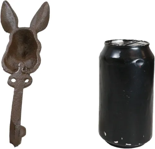 Vista 6 de Ebros Gift Rústico de hierro fundido de conejo, cabeza de liebre de conejo, cabeza de liebre de metal, decoración de pared, gancho para abrigos