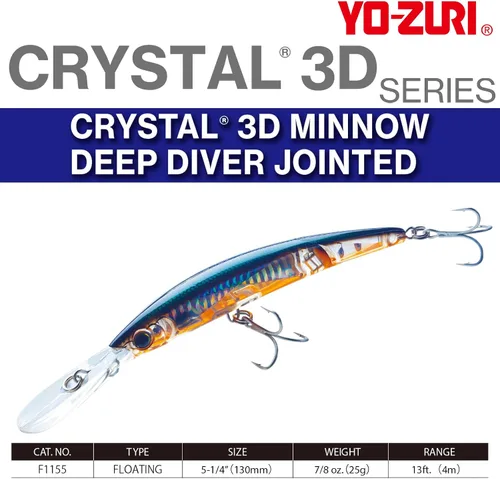 Vista 2 de Yo-Zuri Crystal 3D Minnow Deep Diver Señuelo articulado