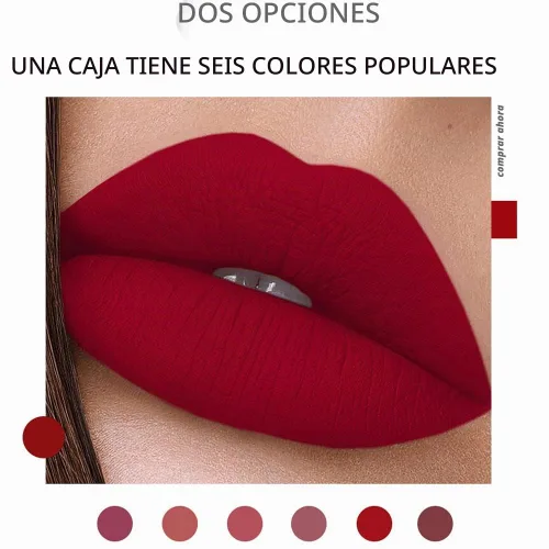 Vista 3 de Juego de maquillaje líquido de lápiz labial mate, 6 piezas de larga duración, antiadherentes, no se decolora, kit de brillo de labios de terciopelo