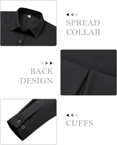 Vista 7 de siliteelon Camisas con botones para mujer, camisa de vestir de algodón de manga larga con cuello, camisa de negocios, trabajo, oficina, blusa