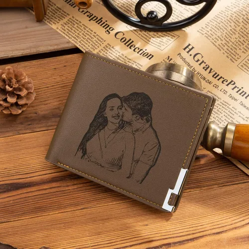 Vista 36 de Carteras personalizadas para hombres, cartera personalizada para hombre con imagen grabada y nombre, billetera delgada de cuero plegable, regalos
