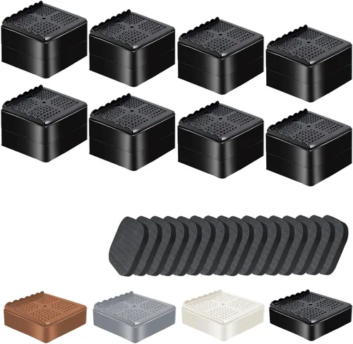 Vista 17 de shouwuhho Elevadores de muebles, paquete de 12 elevadores de cama con agarre antideslizante y soporte resistente, elevación de 1 pulgada, 2