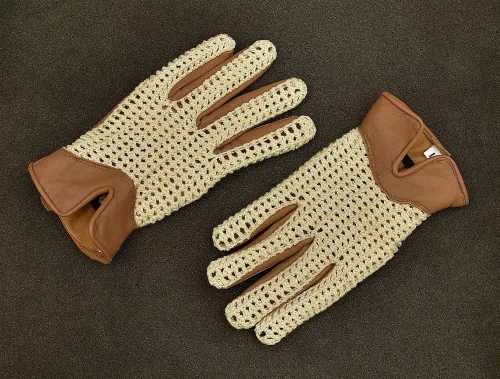 Vista 2 de Guantes de conducción de piel auténtica para hombre, estilo retro, con dedos completos, chofer