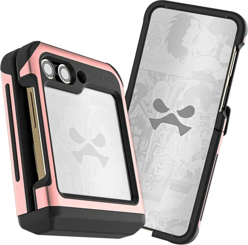 Vista 21 de Ghostek Atomic - Funda delgada para Galaxy Z Flip 4, parte trasera de aramida con parachoques de aluminio rojo, funda protectora de doble capa a