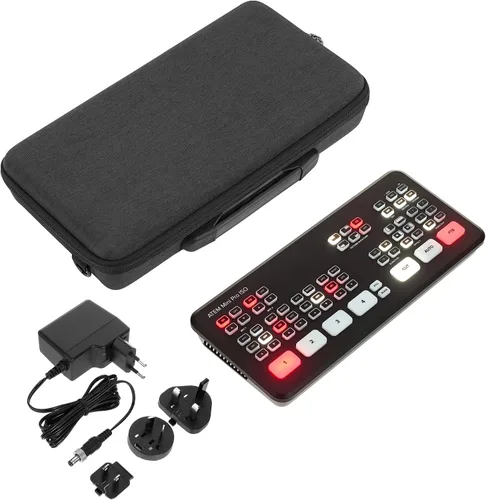 Vista 3 de GEEKRIA Funda de transporte de viaje, compatible con Blackmagic Design ATEM Mini Pro/ATEM SDI, bolsa protectora rígida de EVA (gris oscuro)