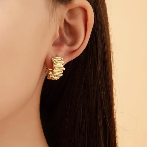 Vista 8 de 14K Gold Plated Hoop Earrings for Women, Trendy Twisted Rope Chunky Gold Hoop Earrings Cuff Lightweight Hypoallergenic Jewelry for Teen Girls Gifts