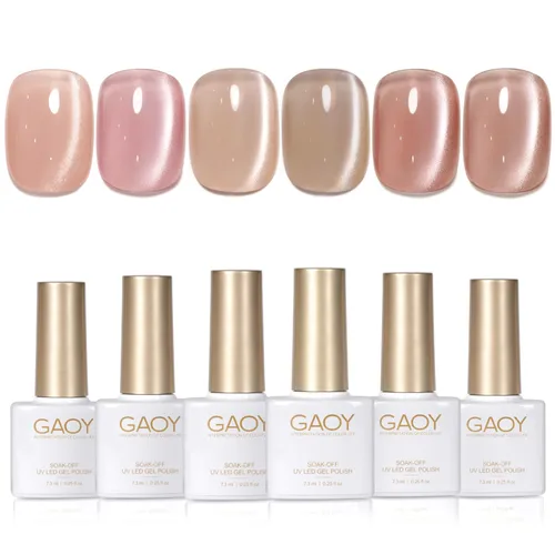 Vista 27 de GAOY Juego de esmaltes de uñas de gel con purpurina de ojo de gato con imán y galaxia colorida para ojos de gato holográficos, manicura de gel