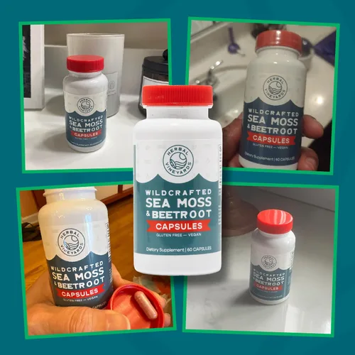 Vista 4 de Herbal Vineyards Musgo marino orgánico silvestre y remolacha 60 cápsulas Apoyo inmunológico, salud digestiva y energía mejorada Apto