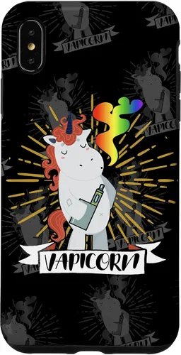 Vista 7 de iPhone 14 Vapicorn - Unicornio Vaping Divertido - Funda Rainbow Vape Clouds
