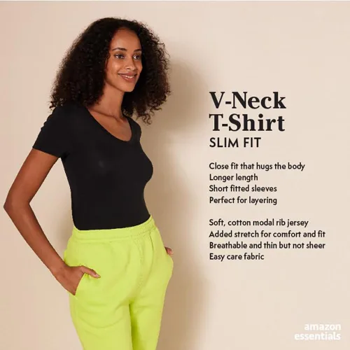 Vista 2 de Tienda Essentials Womens Slim-Fit Short-Sleeve V-Neck T-Shirt