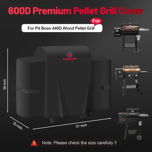 Vista 2 de Comnova - Cubierta de parrilla para Pit Boss 440D, cubierta de madera prémium para ahumador de pellets de madera para Pitboss, impermeable
