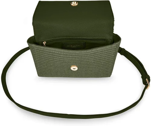 Vista 2 de KATIE LOXTON Mango de bambú para mujer, tamaño mediano, con pajilla, convertible, con asa superior, color verde caqui, Caqui Verde