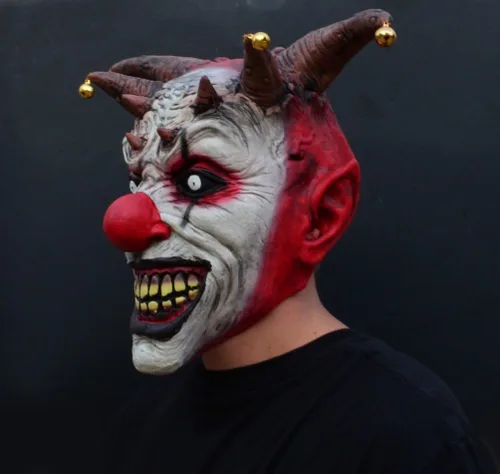 Vista 6 de Acid Tactical Máscara de látex espeluznante de payaso malvado de Halloween - Payaso bufón malvado