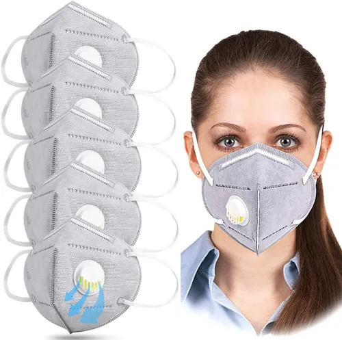 Vista 8 de SpellLash Mascarilla facial con válvula de respiración, paquete de 5 Mascarilla transpirable gris para mujeres y hombres antiirritante