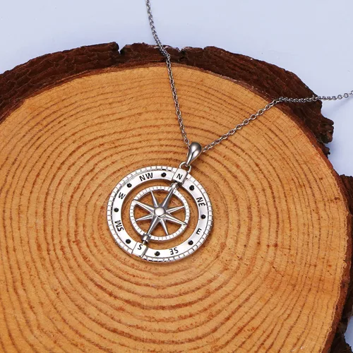 Vista 5 de Alphm Collar con colgante vikingo de plata esterlina S925 para hombres y mujeres, joyería de viaje para graduación, amistad, talismán, joyería